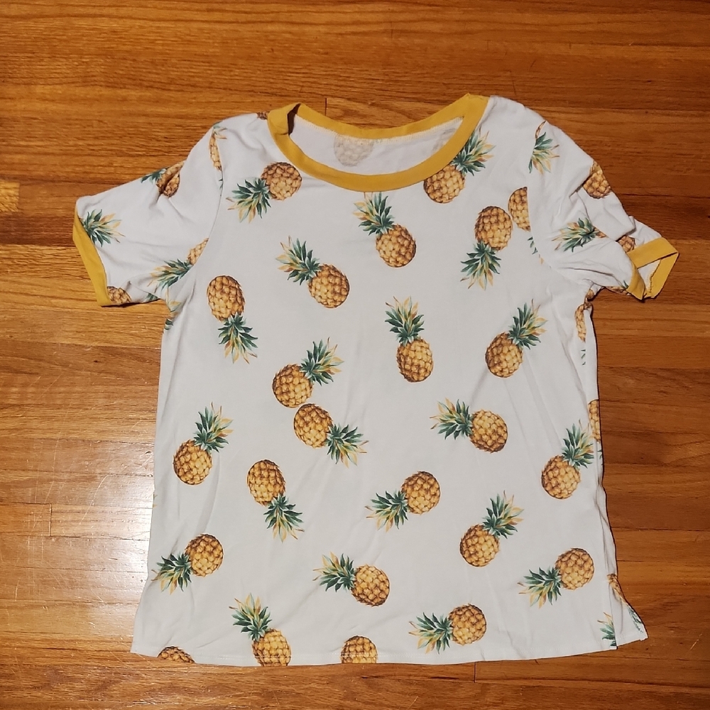 Pineapple Print T-Shirt with Yellow Accents